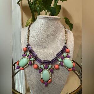 Etcetera Necklace with Mint, Purple, and Coral Hues